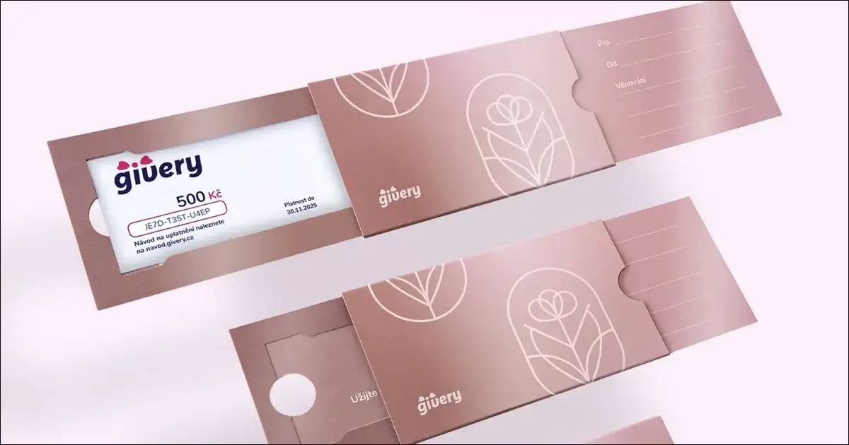 Luxusní dárkové poukazy givery růžový