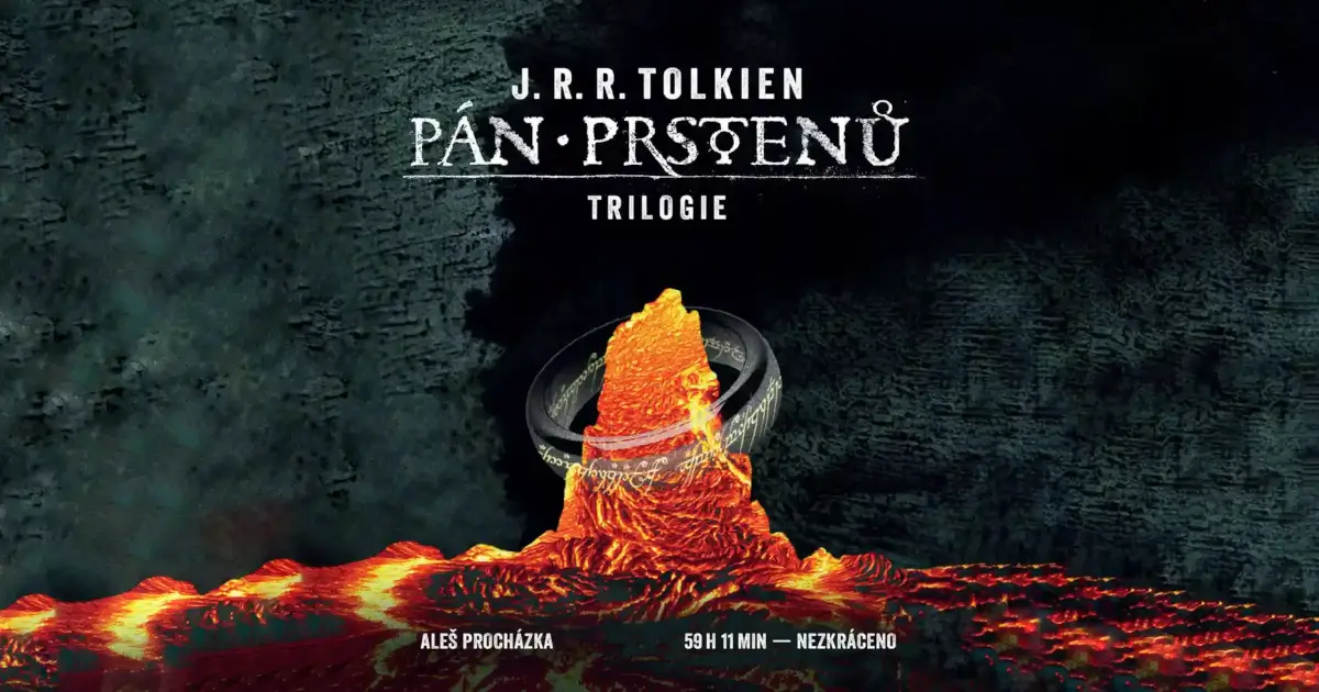 Obalov&yacute; obr&aacute;zek k audioknize p&aacute;n prstenů (trilogie).